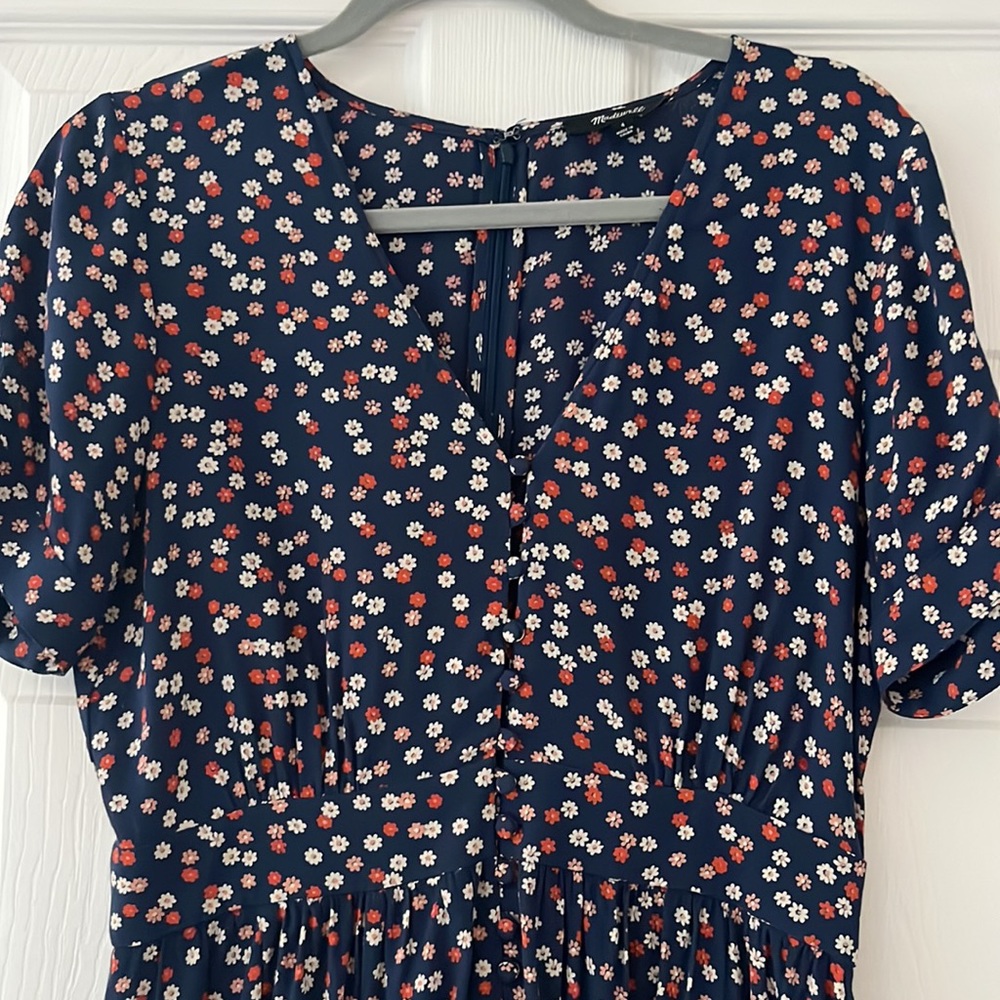Madewell Button-Front Tie-Sleeve Retro Dress - Size 4